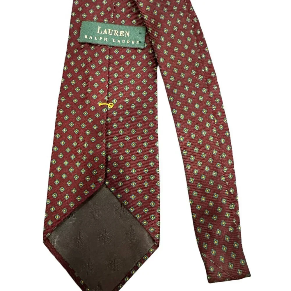 Lauren Ralph Lauren Silk Tie Red Geometric Pattern 3.5